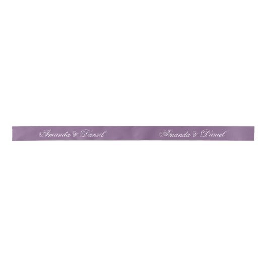 Ruban En Satin Dusty violet Mariage moderne couleur Script simple (Devant)