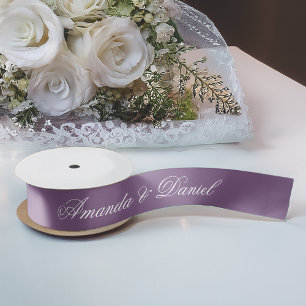 Ruban En Satin Dusty violet Mariage moderne couleur Script simple