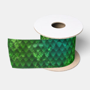 Ruban En Satin Écailles de dragon vert foncé