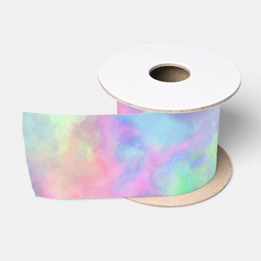 Ruban En Satin éclaboussure d'aquarelle opale : (Bobine)