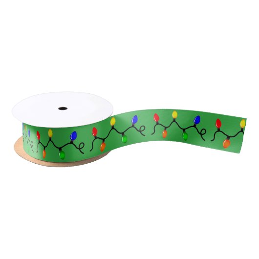 Ruban En Satin Éclairage de Noël Vert Ribbon (Bobine)