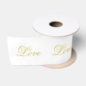 Ruban En Satin Écriture dorée chic blanc amour calligraphie de ma (Bobine)