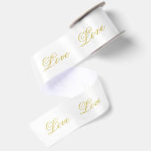 Ruban En Satin Écriture dorée chic blanc amour calligraphie de ma (Dos)