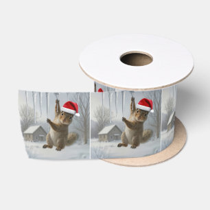 Ruban En Satin Écureuil de Noël suspendu à un glaçon