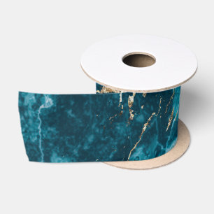 Ruban En Satin Effet marbre de luxe tendance bleu et or élégant
