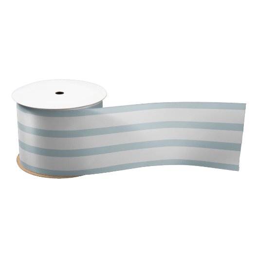 Ruban En Satin Eggshell Dusty Blue Stripes (Bobine)