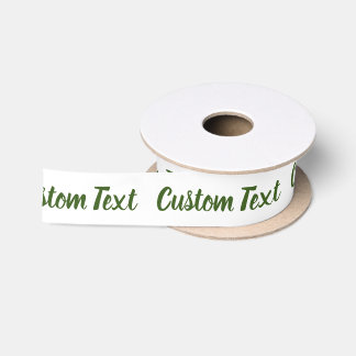 Ruban En Satin Élégant blanc et vert foncé Script Modèle texte