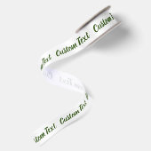 Ruban En Satin Élégant blanc et vert foncé Script Modèle texte (Dos)