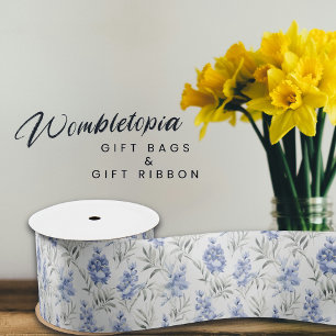 Ruban En Satin Élégant Bleu Delphinium Floral