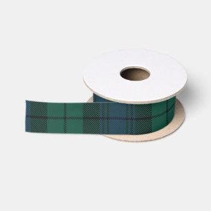 Ruban En Satin Élégant Carreaux Classique Tartan Vert Rustique