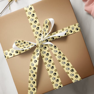 Ruban En Satin Elégant chien pattes crème