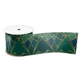 Ruban En Satin Elégant Coeur Vert Or Géométrique Art Déco (Bobine)