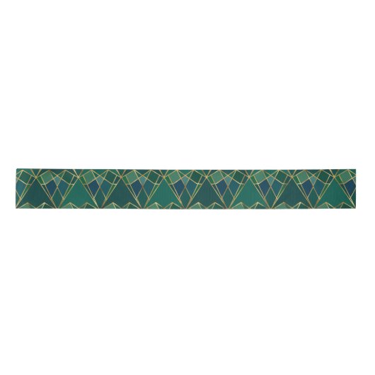 Ruban En Satin Elégant Coeur Vert Or Géométrique Art Déco (Devant)