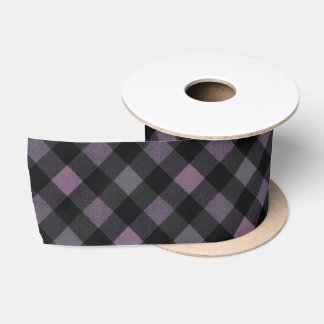 Ruban En Satin Elegant Dark Plum and Grey Tartan Ribbon, Gothic