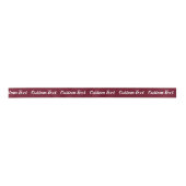 Ruban En Satin Elegant Deep Burgundy White Script Text Template (Devant)