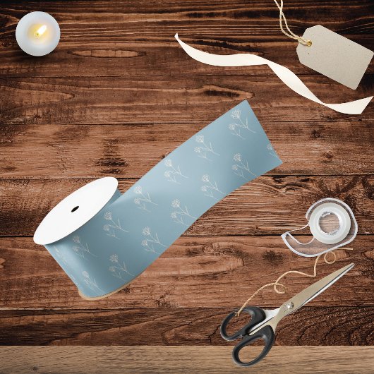 Ruban En Satin Elegant Dusty Blue Simple Flower