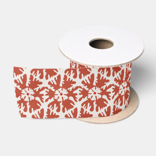 Ruban En Satin Élégant Fléau de neige minimaliste rouge et blanc