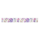Ruban En Satin Élégant fleurs sauvages d'aquarelle rose violet (Devant)