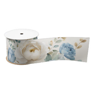 Ruban En Satin Élégant mariage rose bleue poussiéreuse et crème 
