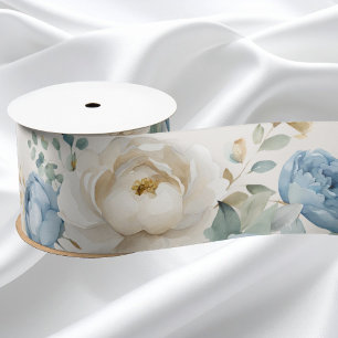 Ruban En Satin Élégant mariage rose bleue poussiéreuse et crème