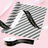 Ruban En Satin Elégant Merci Black Gold Custom Wedding Favoriser