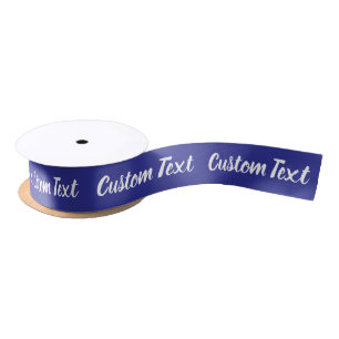 Ruban En Satin Élégant Modèle de texte de script blanc et bleu pr