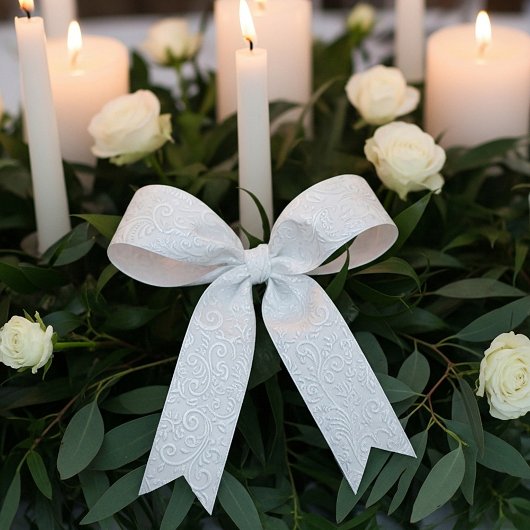 Ruban En Satin Élégant motif blanc