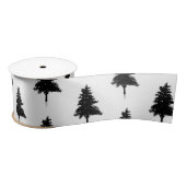 Ruban En Satin Élégant Motif blanc noir sapin de Noël (Bobine)