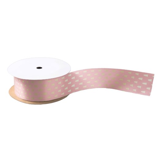 Ruban En Satin Élégant Motif d'arbre de Noël rose et or (Bobine)