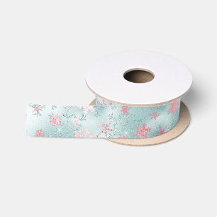 Ruban En Satin Élégant Motif de faucon de Noël bleu rose