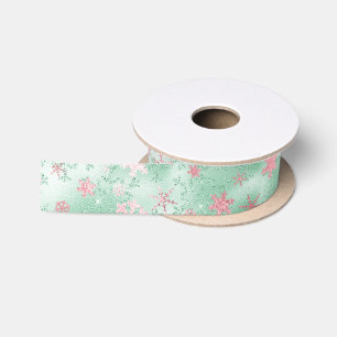 Ruban En Satin Élégant Motif de Noël vert rose