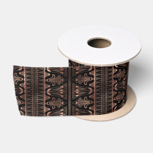 Ruban En Satin Élégant Motif Floral Art Déco en Or Rose