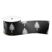 Ruban En Satin Élégant Motif noir blanc sapin de Noël (Bobine)
