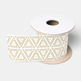 Ruban En Satin Elégant or blanc triangulaire motif géométrique
