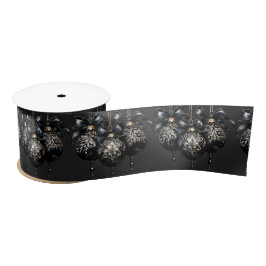 Ruban En Satin Élégant or noir baubles luxe Noël (Bobine)