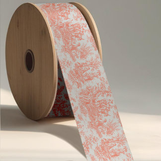 Ruban En Satin Elégant orange vintage toile de jouy