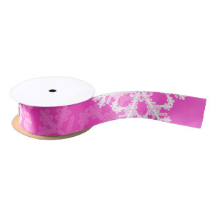 Ruban En Satin Élégant Pink Snowflakes motif de Noël moderne