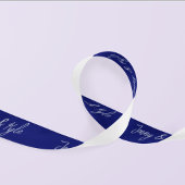 Ruban En Satin Élégant Script Couple Noms Marine Bleu