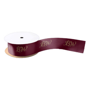 Ruban En Satin Élégant Script Couples Monogramme Mariage Ruban