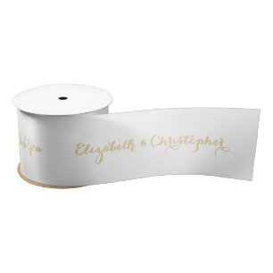 Ruban En Satin Élégant Script White Faux Gold Enveloppement de