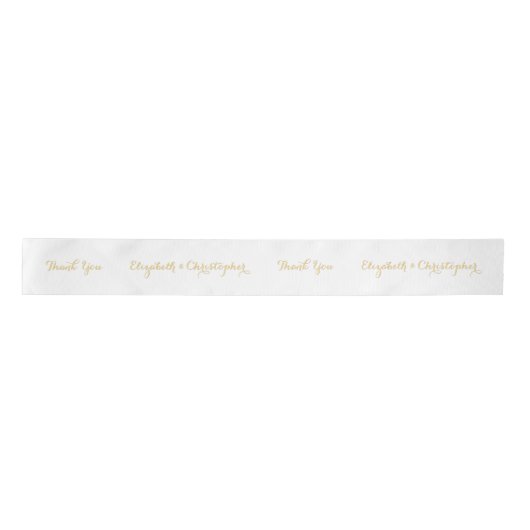 Ruban En Satin Élégant Script White Faux Gold Enveloppement de ca (Devant)