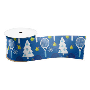 Ruban En Satin Élégant tennis de Noël bleu et blanc 