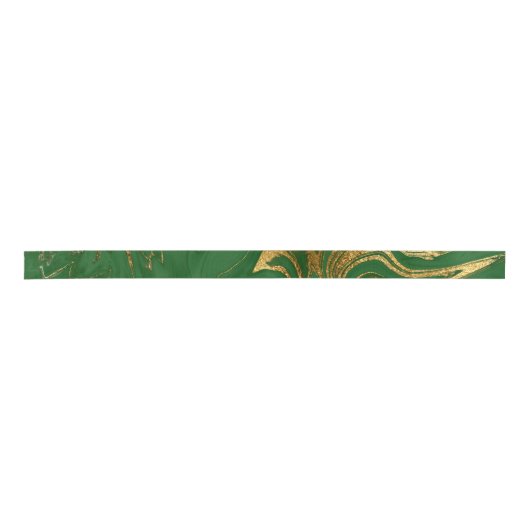 Ruban En Satin Élégant Vert Gold Faux Marbre Noël (Devant)