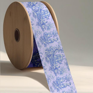Ruban En Satin Elégant vintage bleu violet toile de jouy