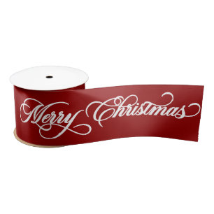 Ruban En Satin Élégante calligraphie rouge Joyeux Noël Fêtes