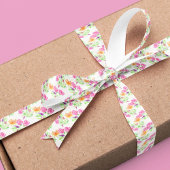 Ruban En Satin Elégants Roses, Snapdragons Et Fleurs D'Aquarelle