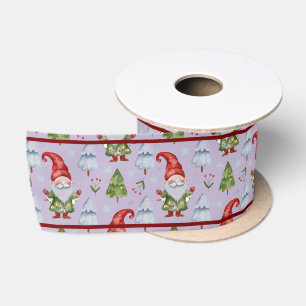 Ruban En Satin Emballage de cadeau de Noël Gnome Violet Aquarelle
