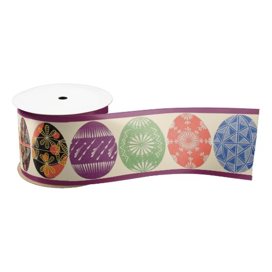 Ruban En Satin empreinte des oeufs pysanki (Bobine)