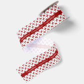Ruban En Satin Empreintes de pas et coeurs de bébé de rouge de (Dos)