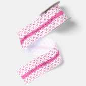 Ruban En Satin Empreintes de pas et coeurs roses de bébé (Dos)